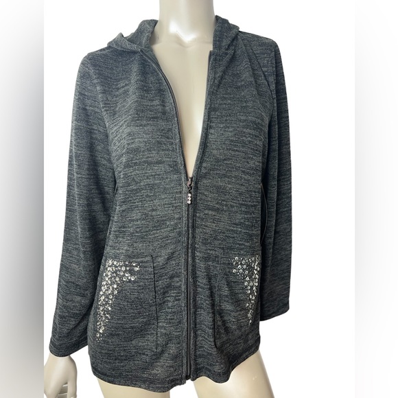 On Que Casuals Charcoal Heather Gray Pull on Knit stretch Pants - Picture 8 of 11